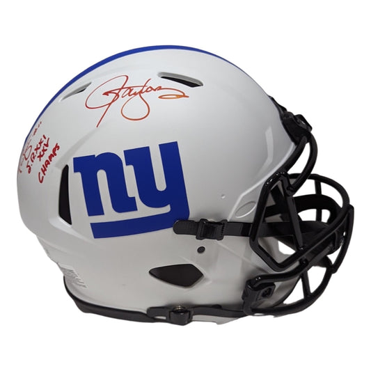 Lawrence Taylor & Phil Simms Autographed New York Giants Lunar Eclipse Authentic Helmet “SB XXI, XXV Champs” Inscriptions JSA & Fanatics
