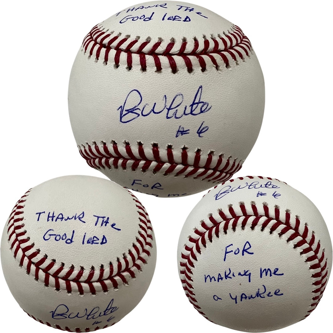 Roy White Autographed New York Yankees OMLB “Thank the Good Lord for Making Me a Yankee” Inscription Steiner CX