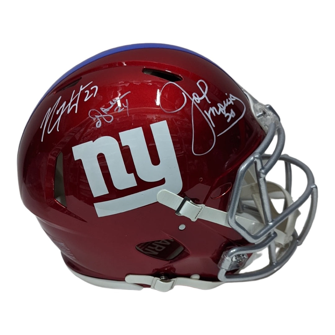 OJ Anderson, Joe Morris & Rodney Hampton Autographed New York Giants Flash Authentic Helmet JSA