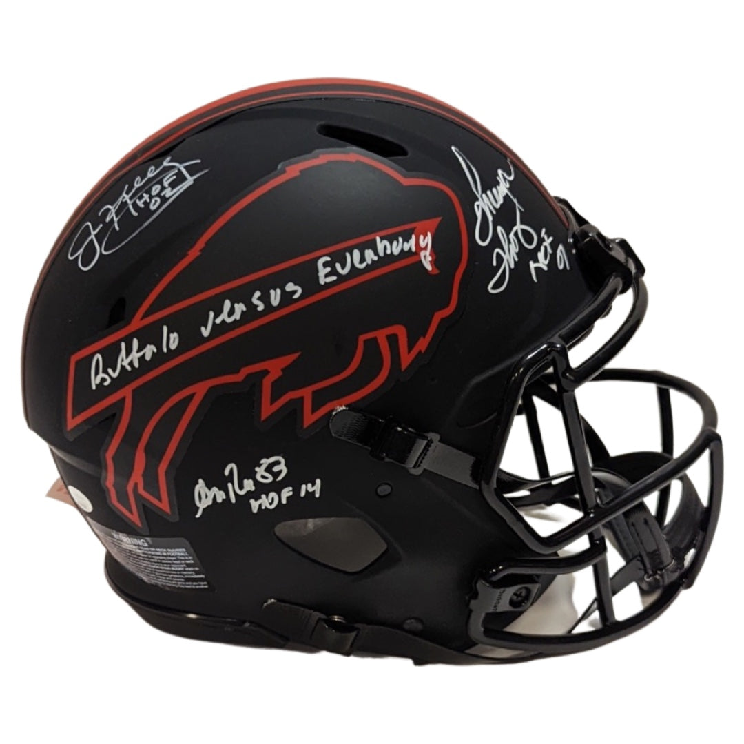 Jim Kelly, Thurman Thomas & Andre Reed Autographed Buffalo Bills Eclipse Authentic Helmet “Buffalo vs Everybody, HOF 02, HOF 07, HOF 14” Inscriptions JSA