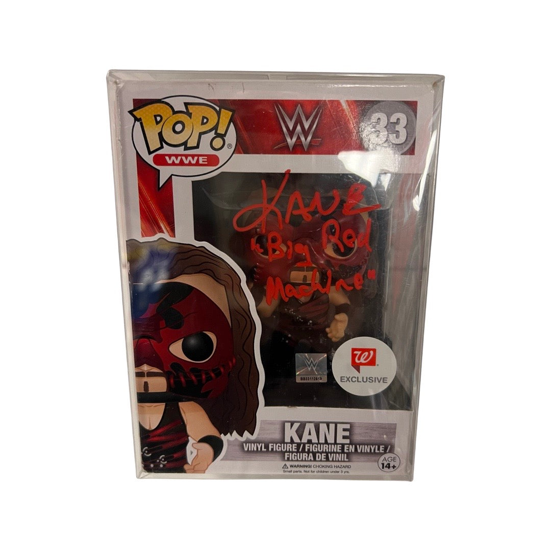 Kane Autographed WWE Funko Pop “Big Red Machine” Inscription Red Ink Steiner CX