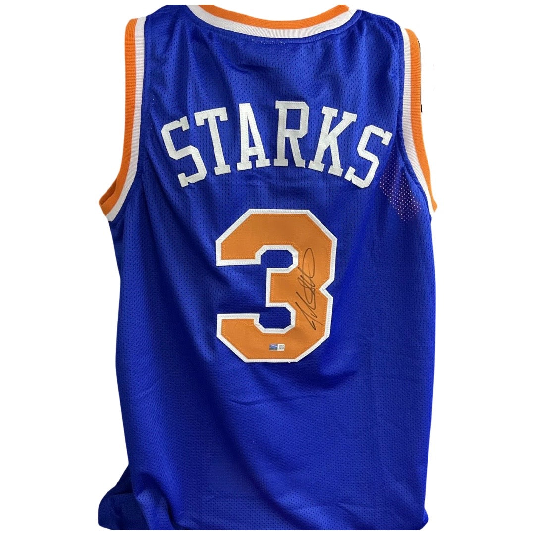 John Starks Autographed New York Knicks Blue Jersey Steiner CX