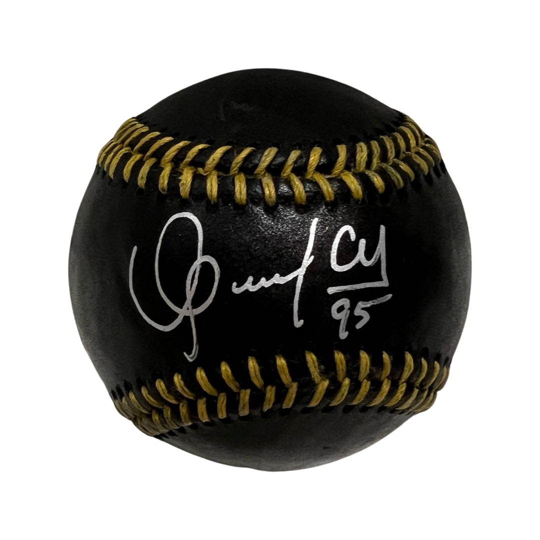 Oswaldo Cabrera Autographed New York Yankees Black Leather OMLB (Silver Ink) Steiner CX