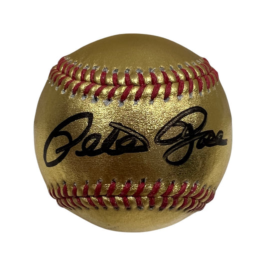 Pete Rose Autographed Gold OMLB PSA