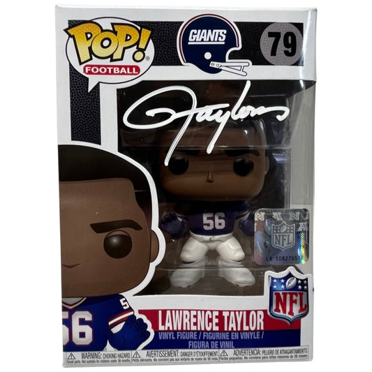 Lawrence Taylor Autographed New York Giants Funko Pop White Ink JSA