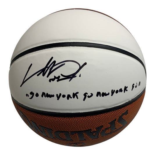 Charles Oakley Autographed New York Knicks Spalding White Panel Basketball “Go New York Go New York Go!” Inscription Steiner CX