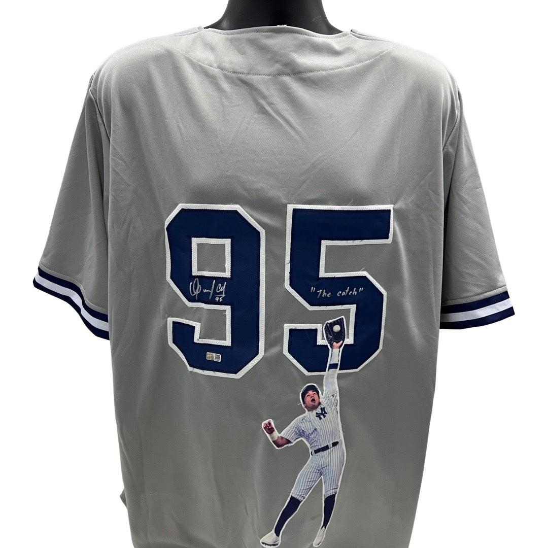 Oswaldo Cabrera Autographed New York Yankees Grey Catch Art Jersey “The Catch” Inscription Steiner CX