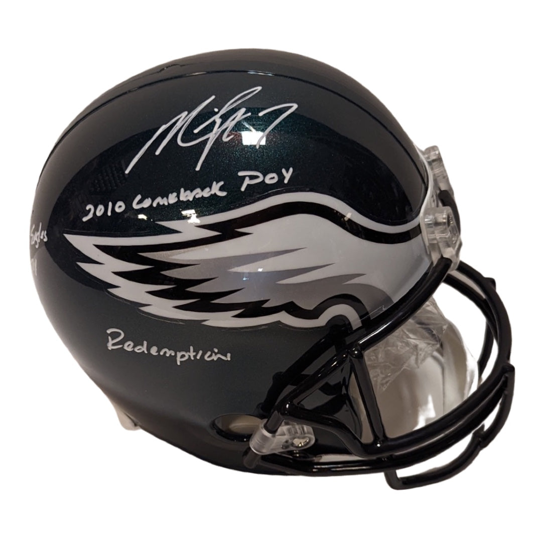 Michael Vick Autographed Philadelphia Eagles Replica Helmet “2010 Comeback POY, Redemption, Fly Eagles Fly” Inscriptions JSA