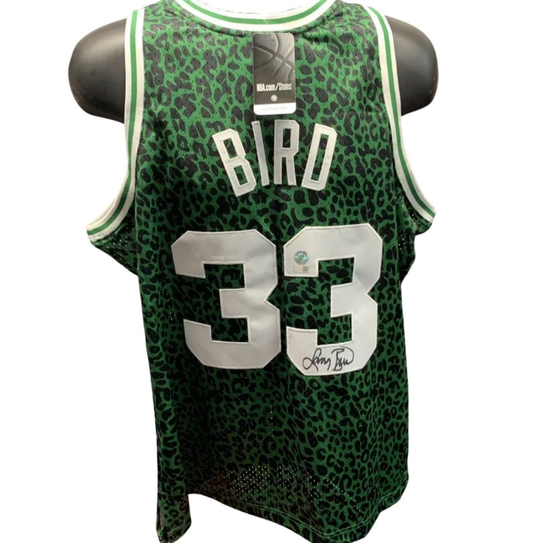 Larry Bird Autographed Boston Celtics 1985-86 Wildlife Mitchell & Ness Swingman Jersey Steiner CX & Larry Bird COA