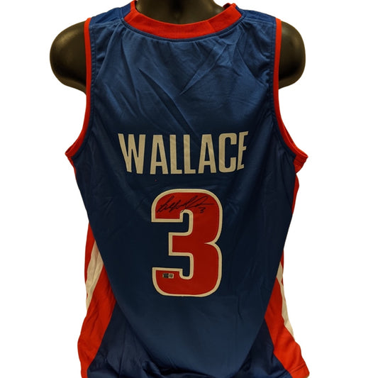 Ben Wallace Autographed Detroit Pistons Blue Jersey Steiner CX