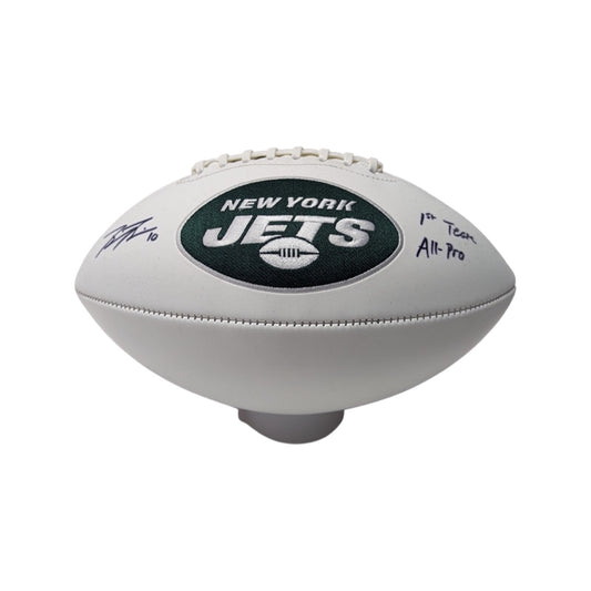 Braxton Berrios Autographed New York Jets White Panel Logo Football “1st Team All-Pro” Inscription Steiner CX