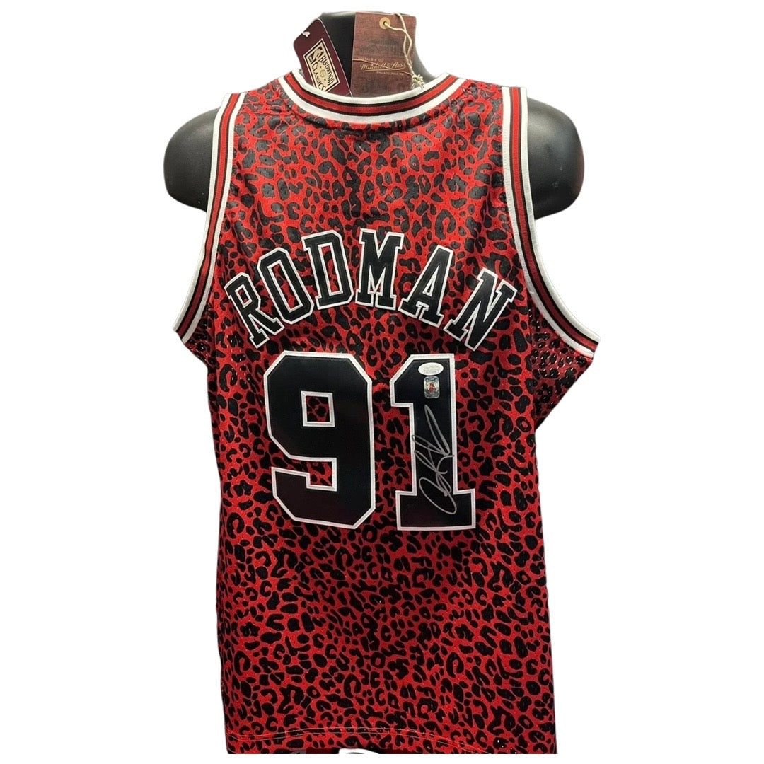 Dennis Rodman Autographed Chicago Bulls Wildlife Mitchell & Ness Swingman Jersey JSA