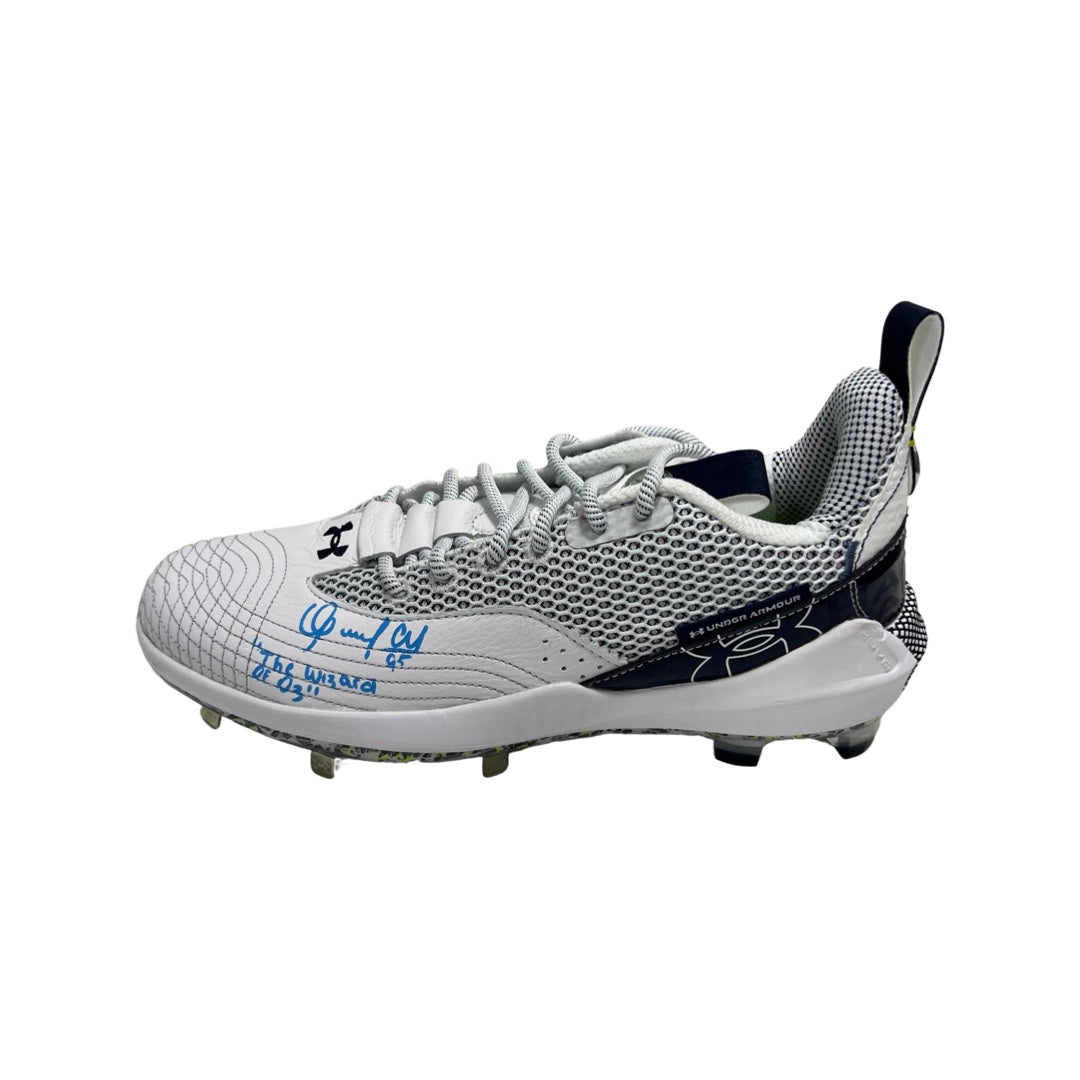 Oswaldo Cabrera Autographed New York Yankees Under Armour Game Model (Left) Cleat (Blue Ink) “The Wizard of Oz” Inscription Steiner CX
