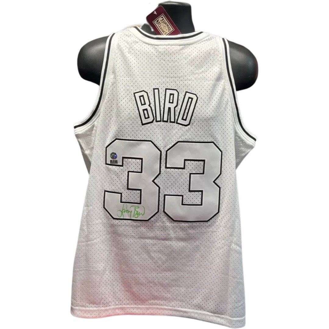 Larry Bird Autographed Boston Celtics 1985-86 White Out Mitchell & Ness Swingman Jersey Steiner CX & Larry Bird COA