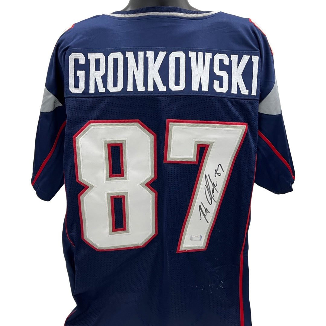 Rob Gronkowski Autographed New England Patriots Blue Jersey Radtke Sports