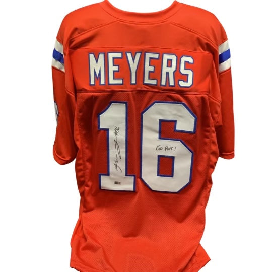 Jakobi Meyers Autographed New England Patriots Red Jersey “Go Pats” Inscription Steiner CX