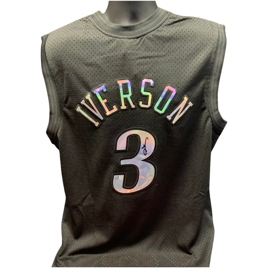 Allen Iverson Autographed Philadelphia 76’ers 2000-01 Iridescent Mitchell & Ness Swingman Jersey Steiner CX