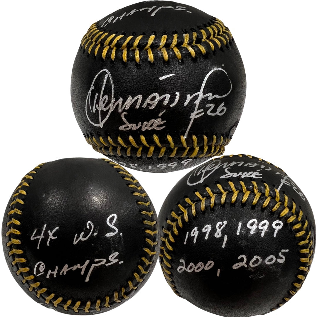 Orlando “El Duque” Hernandez Autographed Black Leather OMLB “4x WS Champs 1998, 1999, 2000, 2005” Inscriptions Steiner CX