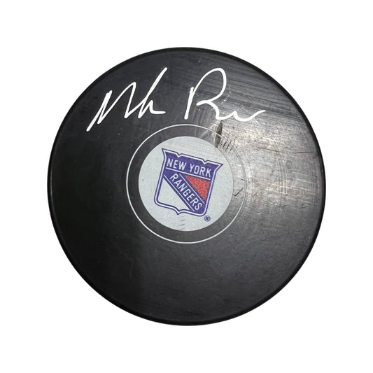 Mike Richter Autographed New York Rangers Logo Puck Steiner CX