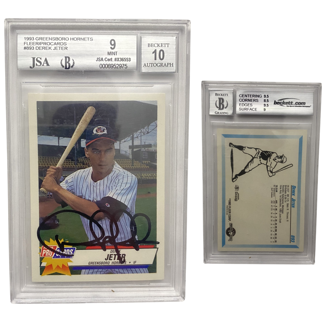 1993 Derek Jeter Greensboro Hornets Fleer Procards #893 Beckett Mint 9 Auto 10