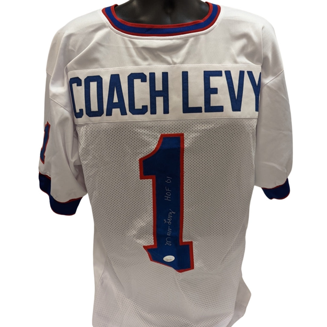Marv Levy Autographed Buffalo Bills White Jersey “HOF 01” Inscription JSA