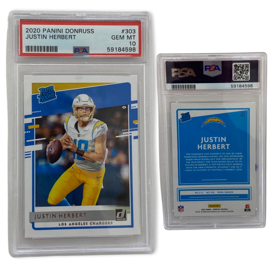 2020 Justin Herbert Panini Donruss Rated Rookie #303 PSA Gem MT 10