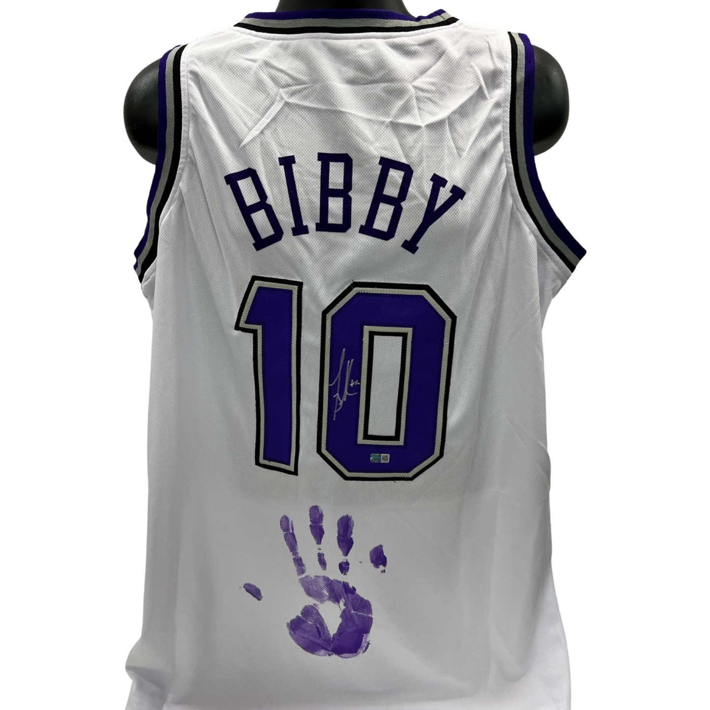 Mike Bibby Autographed Sacramento Kings White Jersey w/ Handprint Steiner CX