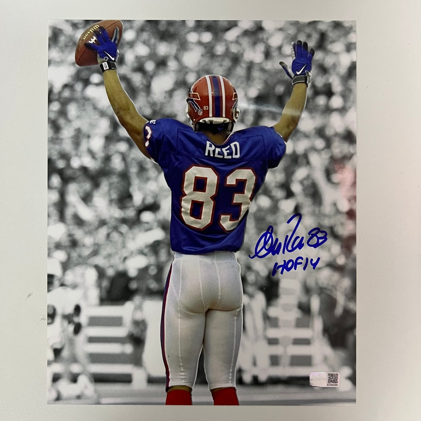 Andre Reed Autographed Buffalo Bills Spotlight 8x10 “HOF 14” Inscription Steiner CX