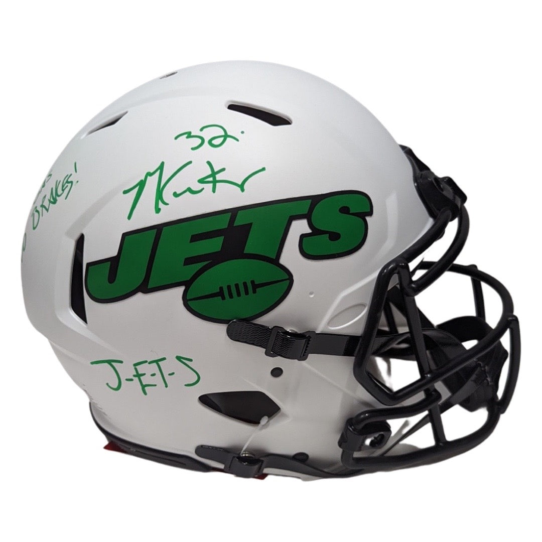 Michael Carter Autographed New York Jets Lunar Eclipse Authentic Helmet “All Gas No Brakes!, J-E-T-S” Inscriptions JSA