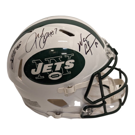 Wayne Chrebet, Laveranues Coles & Santana Moss Autographed New York Jets Speed Authentic Helmet Steiner CX