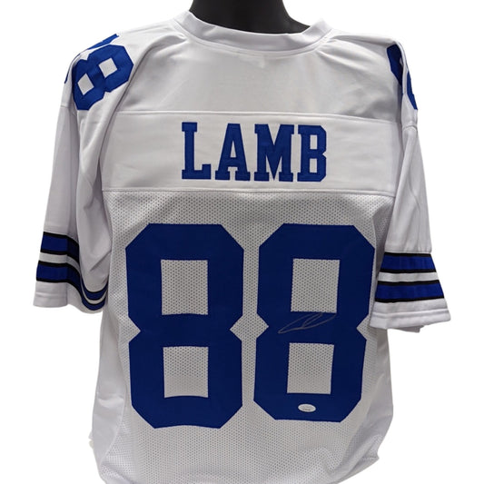 CeeDee Lamb Autographed Dallas Cowboys White Jersey JSA