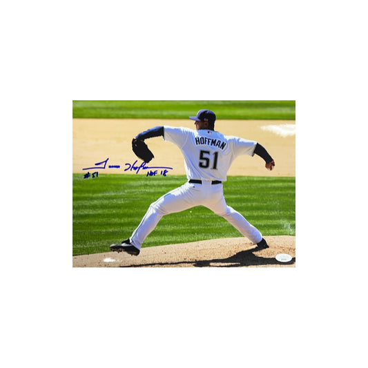 Trevor Hoffman Autographed San Diego Padres Side View 11x14 JSA