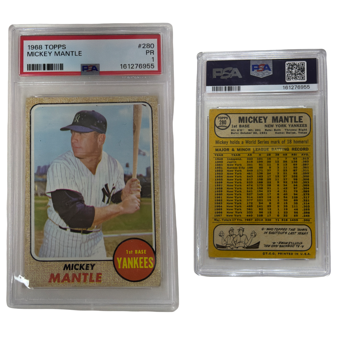 1968 Topps Mickey Mantle PSA 1!