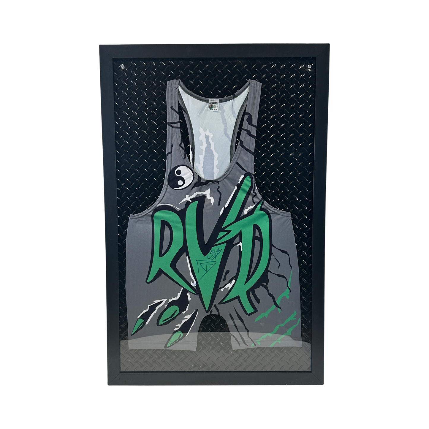 Rob Van Dam Autographed WWE ECW Grey FRAMED Singlet "5 Star" Inscription Beckett