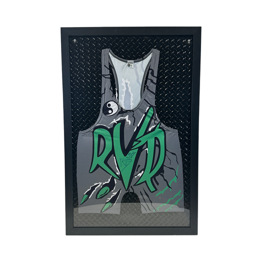 Rob Van Dam Autographed WWE ECW Grey FRAMED Singlet "5 Star" Inscription Beckett