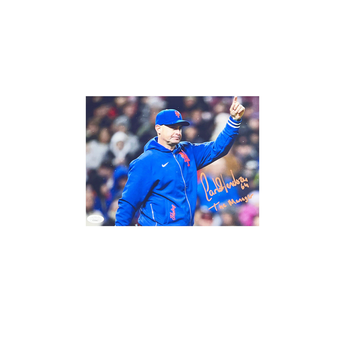 Carlos Mendoza Autographed New York Mets 8x10 "The Manager" Inscription JSA
