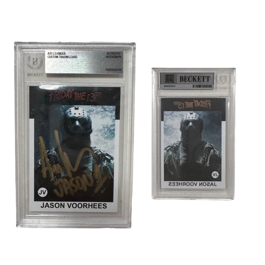 Ari Lehman Autographed Jason Voorhees Friday the 13th Card White Mask Gold Ink Beckett BAS