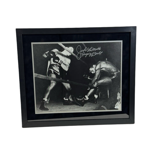 Jake LaMotta Autographed Framed 16x20 Raging Bull Inscription JSA