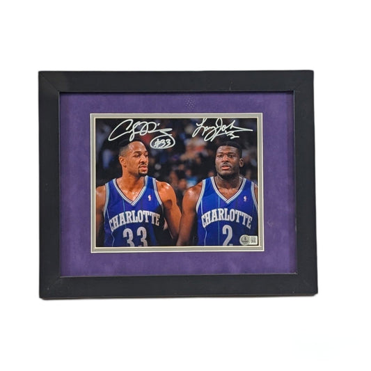 Larry Johnson & Alonzo Mourning Autographed Charlotte Hornets Side by Side Framed 8x10 Beckett
