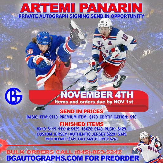 Artemi Panarin Private Signing & Send-In Opportunity