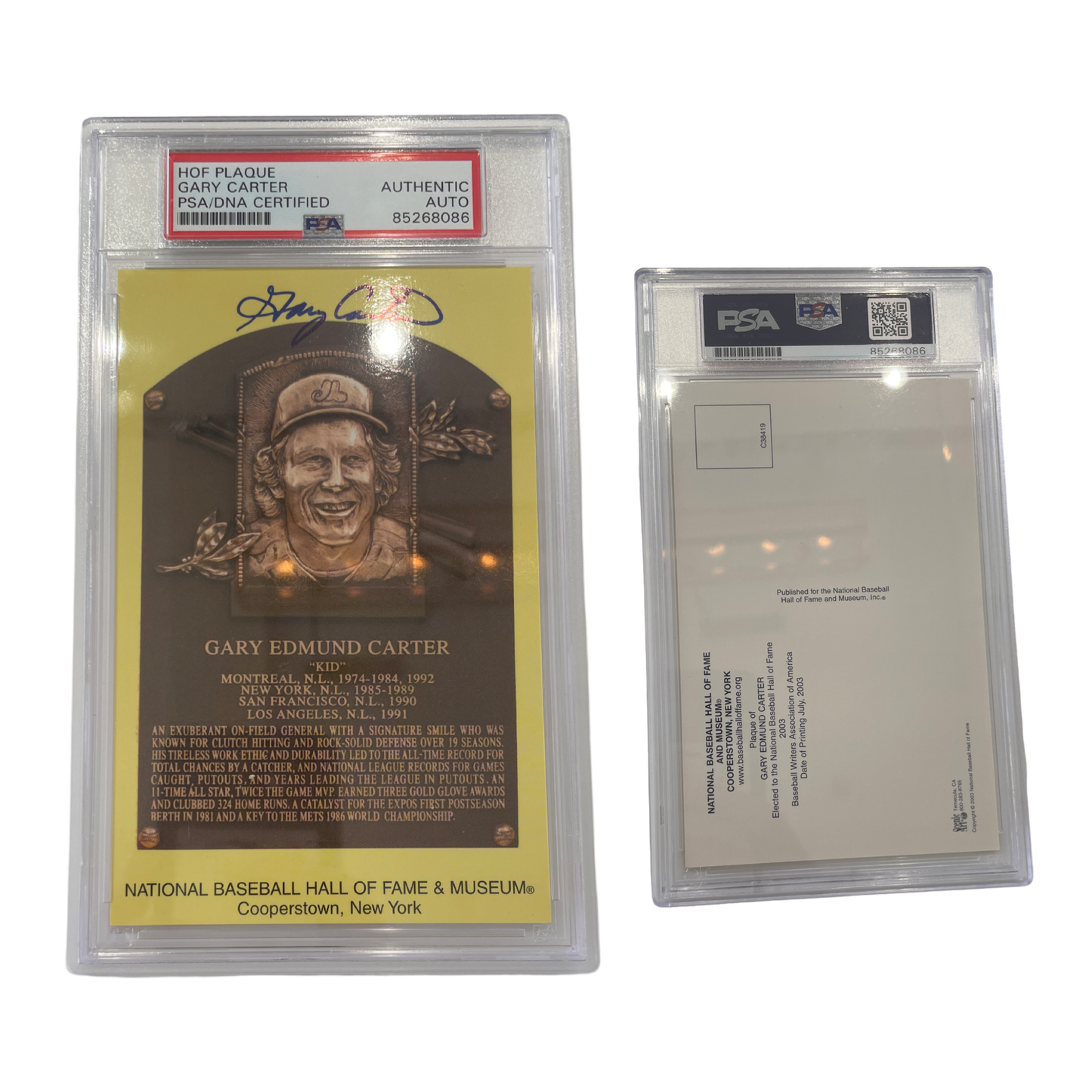 Gary Carter Autographed HOF Plaque Card PSA Auto Authentic