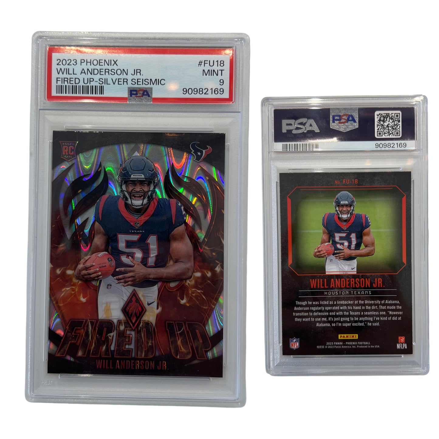 2023 Will Anderson Jr. Phoenix Fired Up-Silver Seismic #FU18 PSA MINT 9