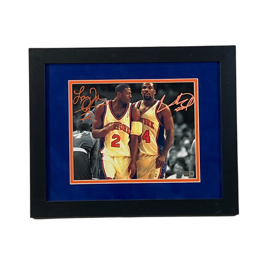 Larry Johnson & Charles Oakley Autographed New York Knicks Framed 8X10 Steiner CX