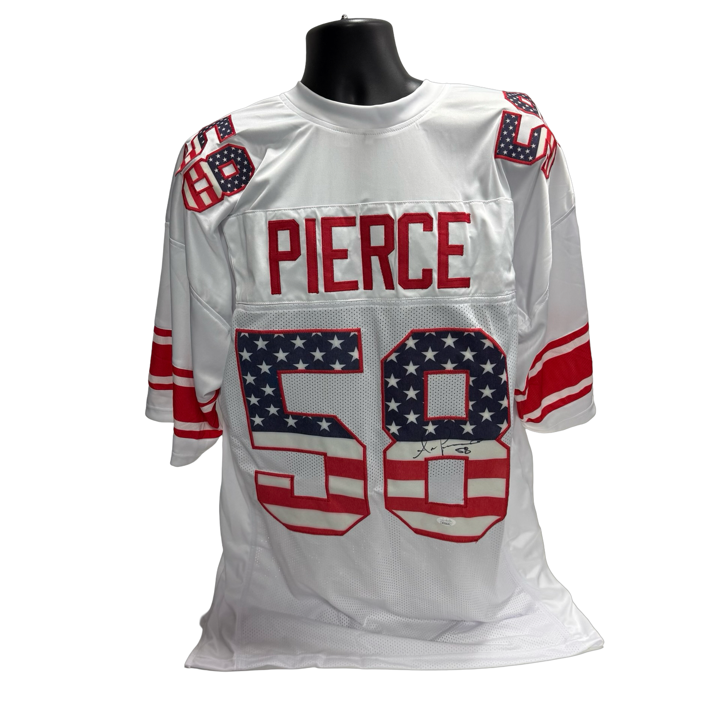 Antonio Pierce Autographed New York Giants Stars & Stripes Numbers White Jersey JSA