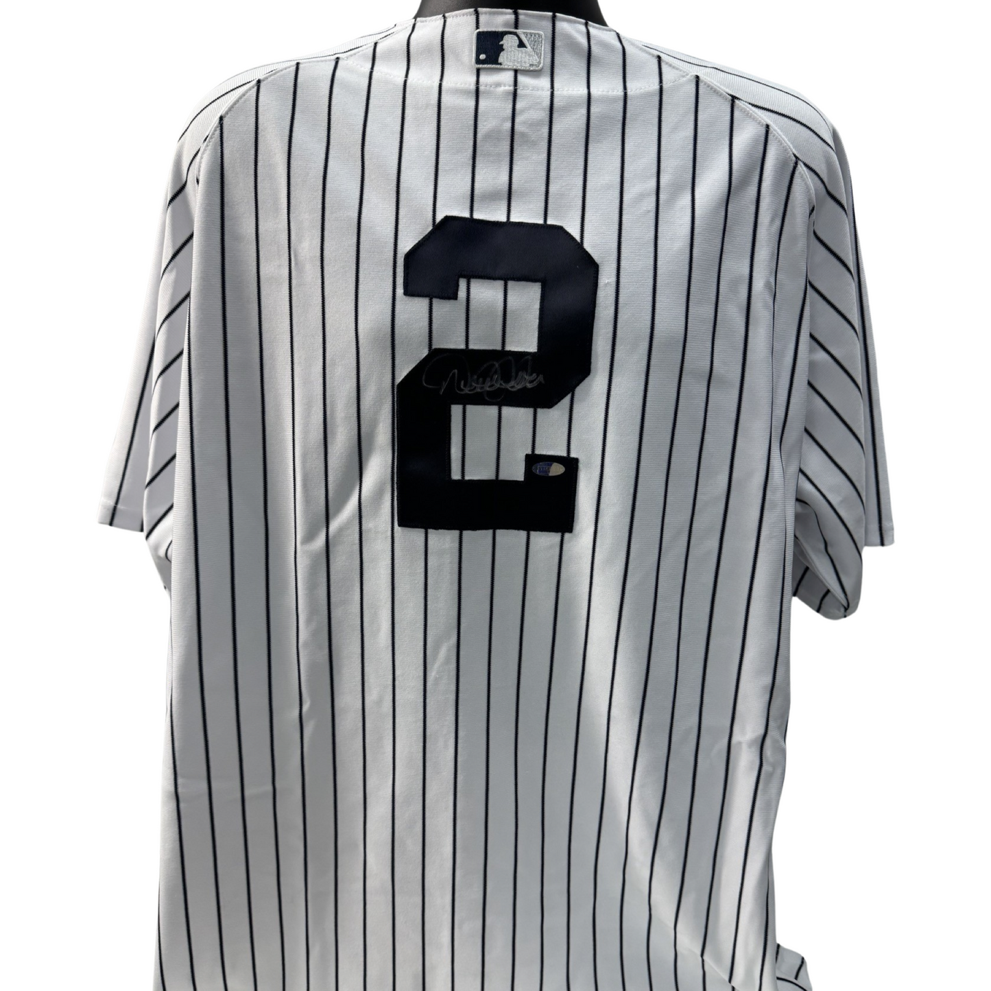 Derek Jeter Autographed New York Yankees Majestic Authentic Pinstripe Jersey Steiner