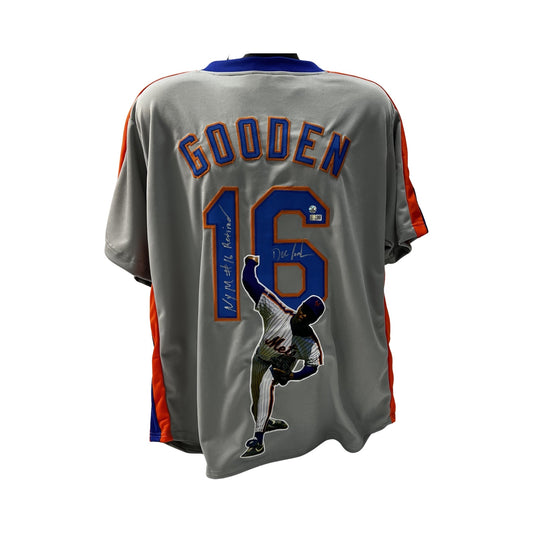 Doc Gooden Autographed New York Mets Grey Art Jersey "NYM #16 Retired" Inscription Steiner CX / Doctor K Authenticated