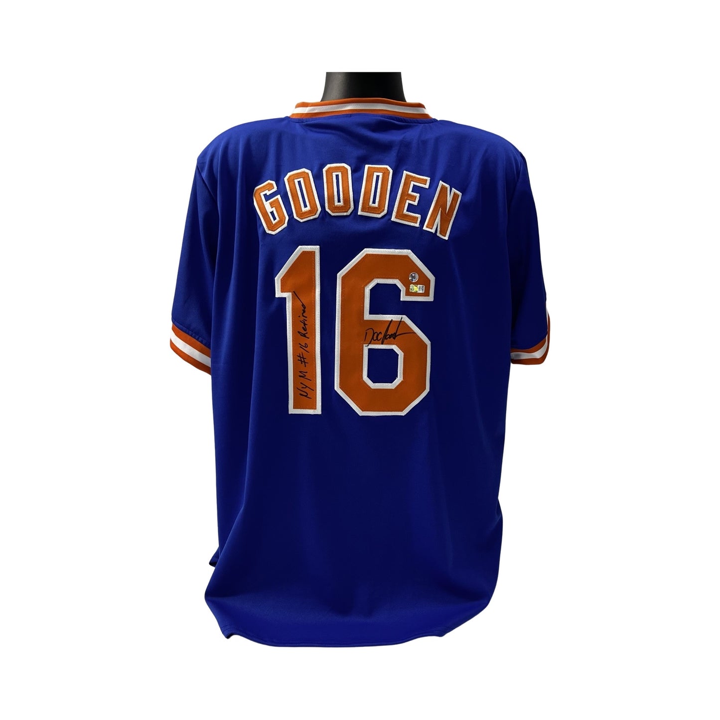 Doc Gooden Autographed New York Mets Blue Jersey "NYM #16 Retired" Inscription Steiner CX / Doctor K Authenticated