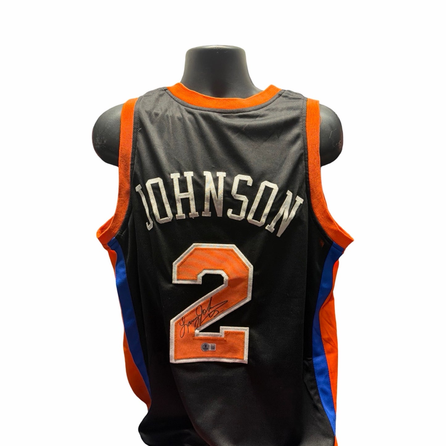 Larry Johnson Autographed New York Knicks Black Jersey Beckett