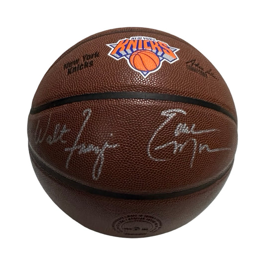 Walt Frazier & Earl Monroe Autographed New York Knicks Logo Wilson Basketball JSA COA