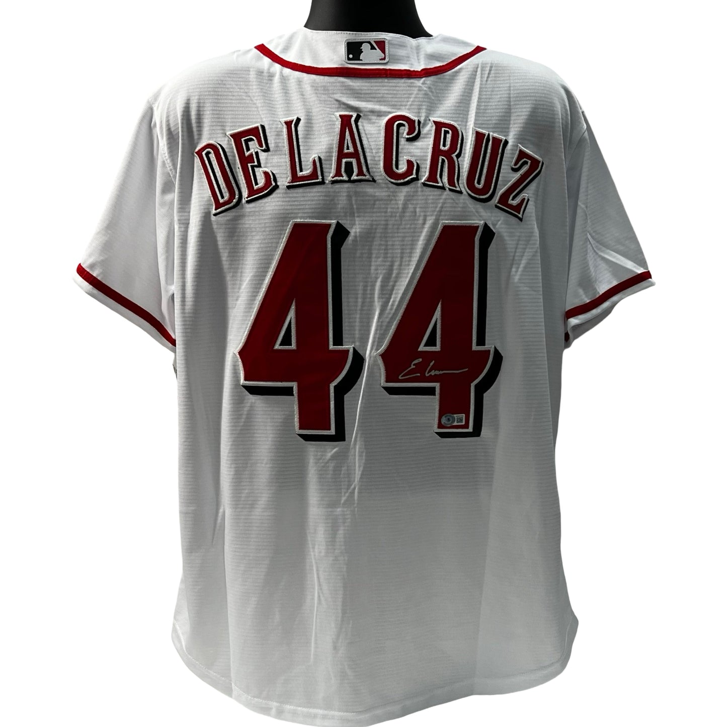 Elly De La Cruz Autographed Cincinatti Reds White Nike Replica Jersey Beckett